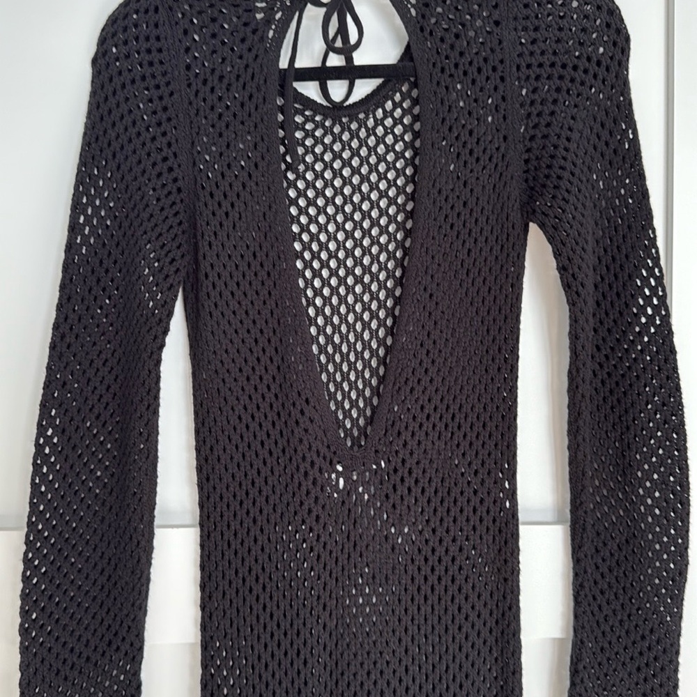 ASOS Design lightweight knit long sleeve maxi beach coverup - Picture 3 of 5